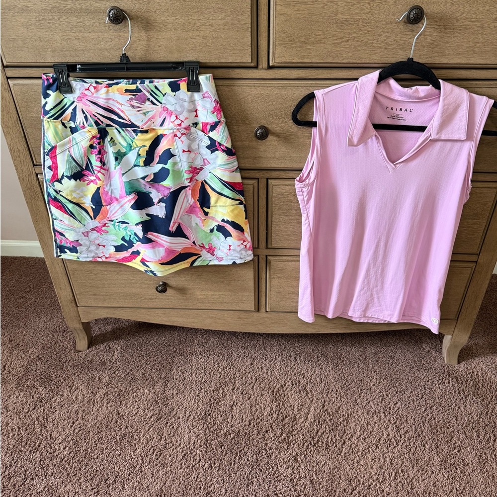 Vibrant Floral Women's Skort Outfit